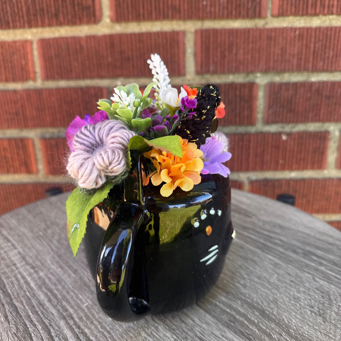 Black Cat Ceramic Mug Bouquet