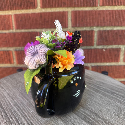 Black Cat Ceramic Mug Bouquet