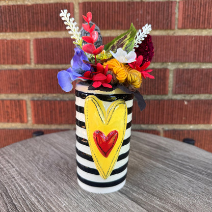 Black & White Heart Vase Bouquet
