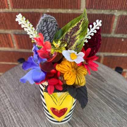 Black & White Heart Vase Bouquet