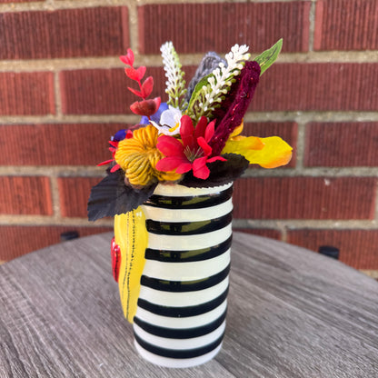 Black & White Heart Vase Bouquet