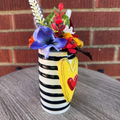 Black & White Heart Vase Bouquet