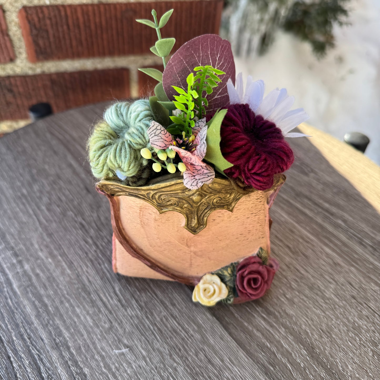 Vintage Handbag w/ Gloves Vase Bouquet