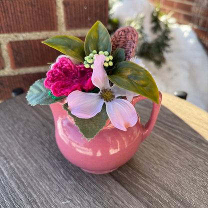 Vintage Salada Magenta Teapot Bouquet