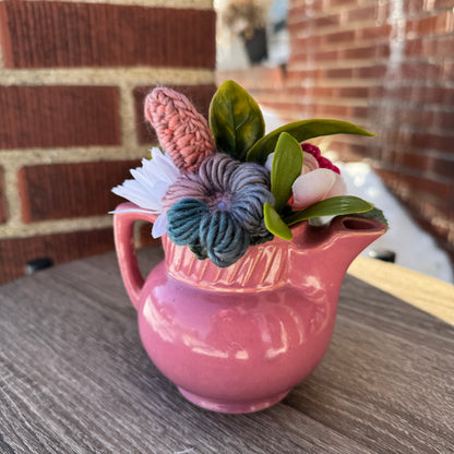 Vintage Salada Magenta Teapot Bouquet