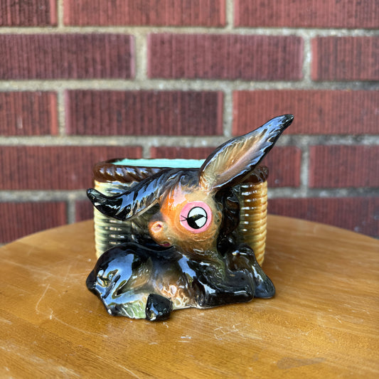Vintage Japan Ceramic Donkey Planter