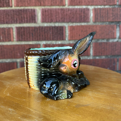 Vintage Japan Ceramic Donkey Planter