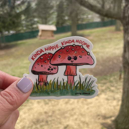Kinda Hippie, Kinda Hoopie Mushroom Sticker