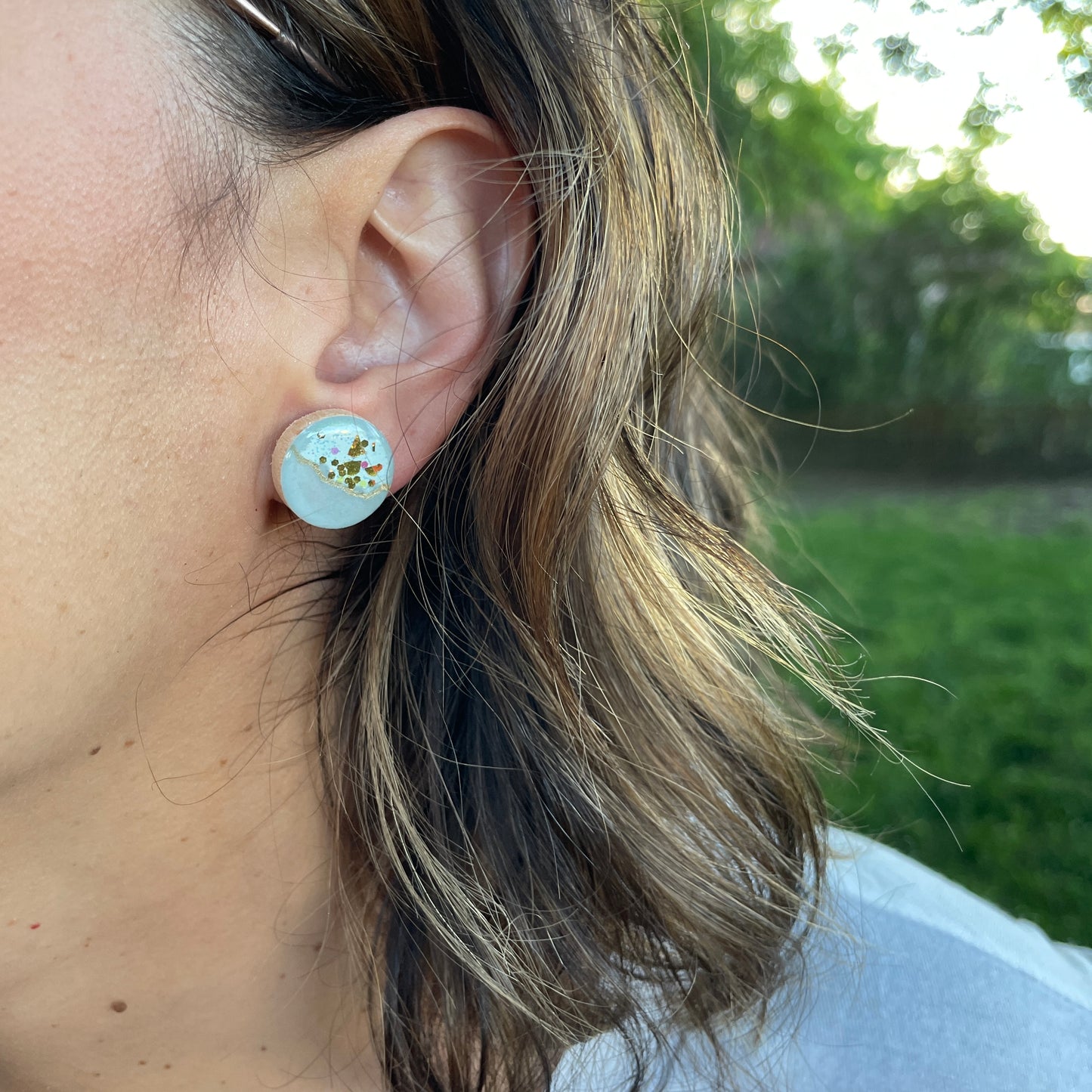 Glitter Geode Stud Earrings