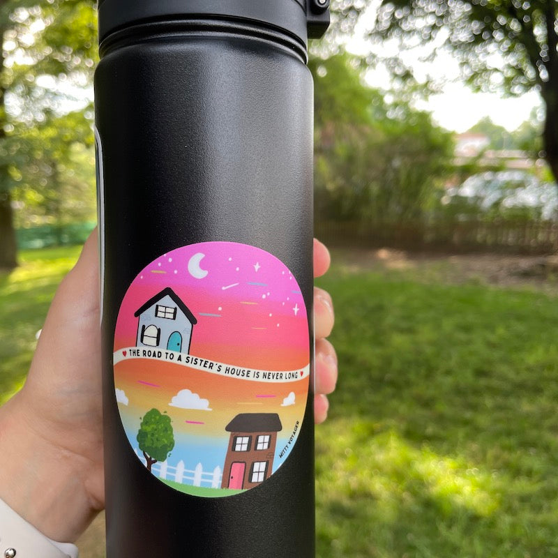 road to sisters house sticker water bottle